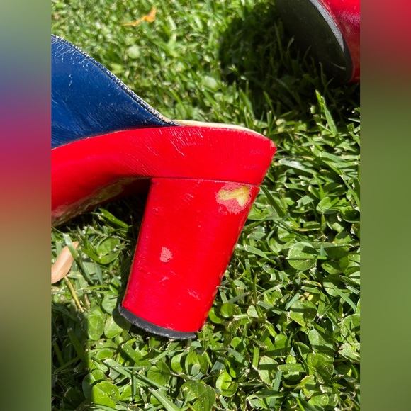 70s Vintage Red White and Blue Platform Clogs - Picture 7 of 14